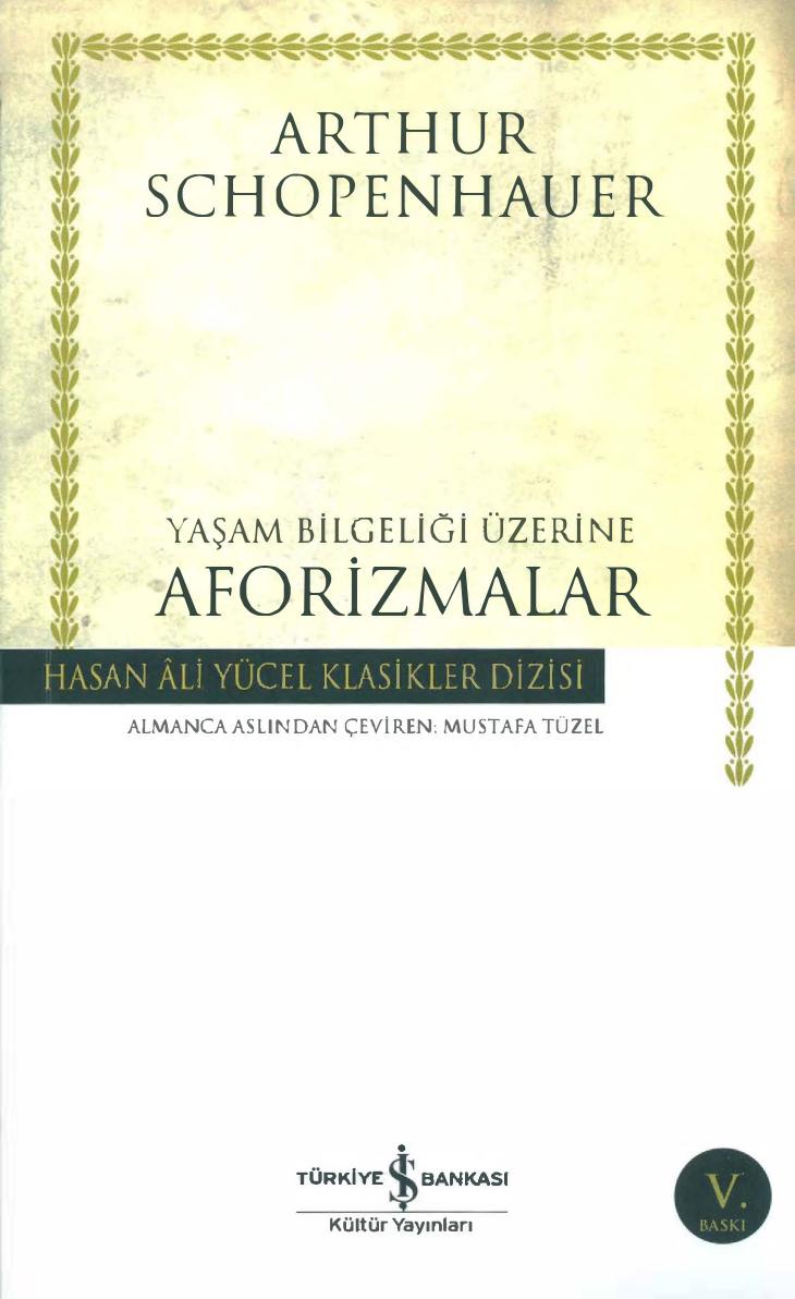 Yaşam Bilgeliği Üzerine Aforizmalar Kitap Kapağı