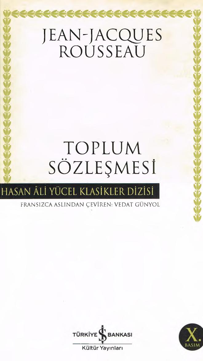 Toplum Sözleşmesi Kitap Kapağı