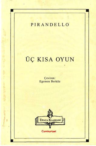 Üç Kısa Oyun Kitap Kapağı