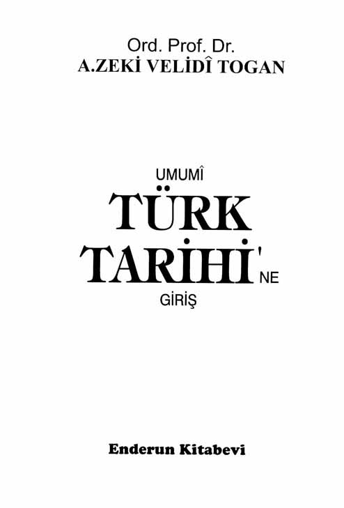 Umumi Türk Tarihine Giriş Kitap Kapağı